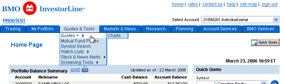 bmo investorline quote